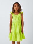 John Lewis Kids' Ruffle Sleeve Tiered Dress, Wild Lime