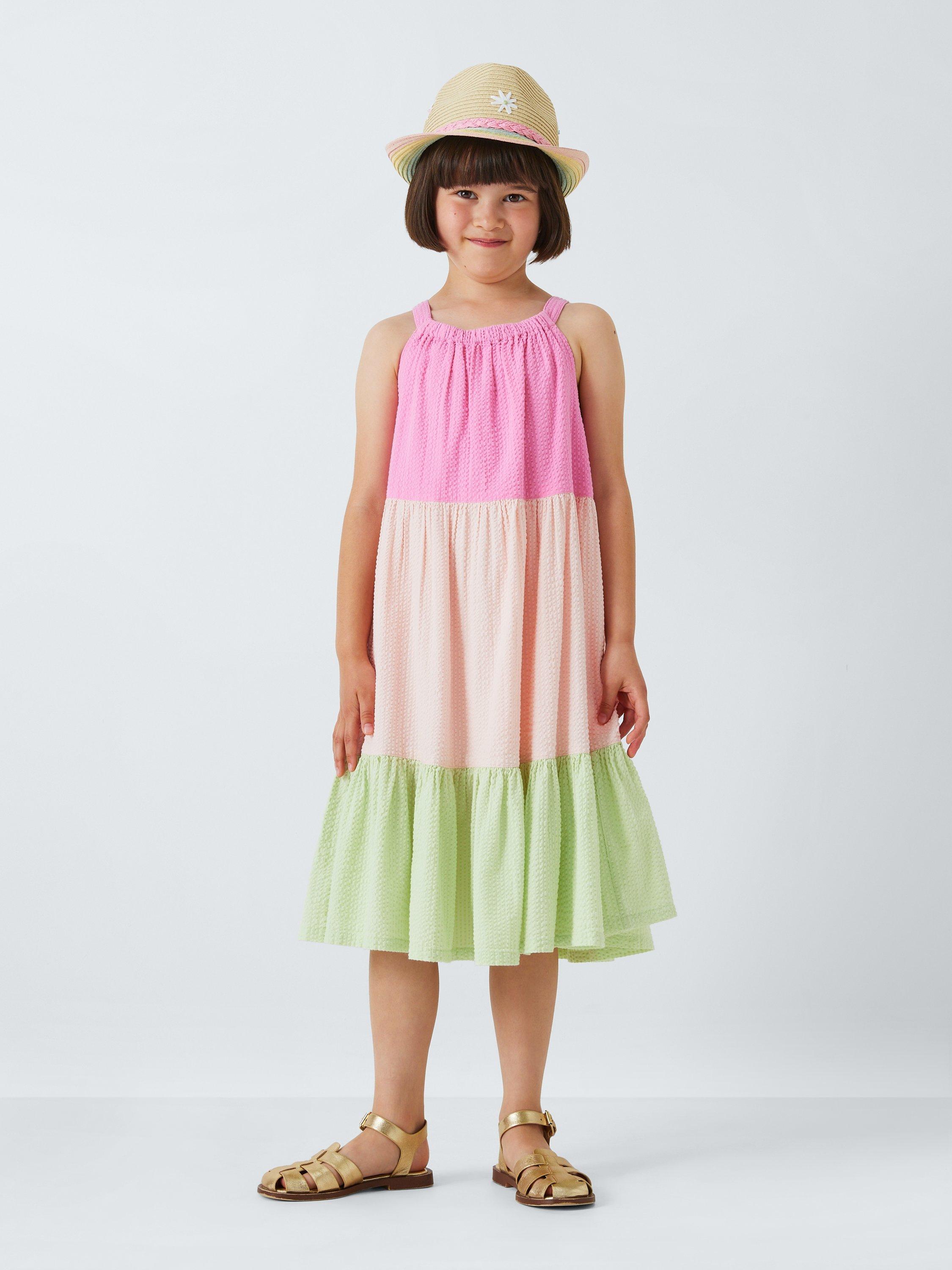 John Lewis Kids' Colourblock Tiered Sun Dress, Multi