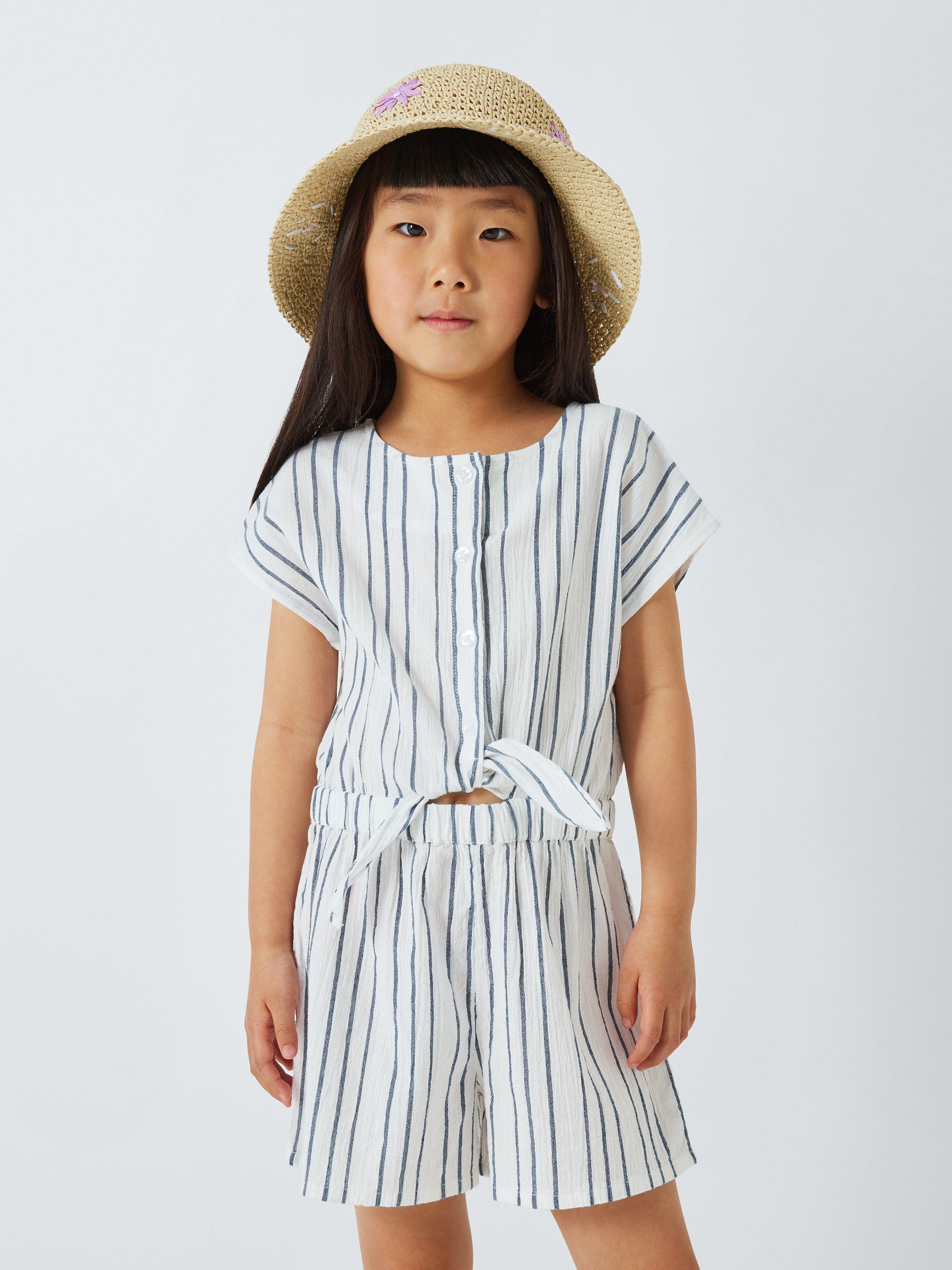 John Lewis Kids' Stripe Playsuit, Off White