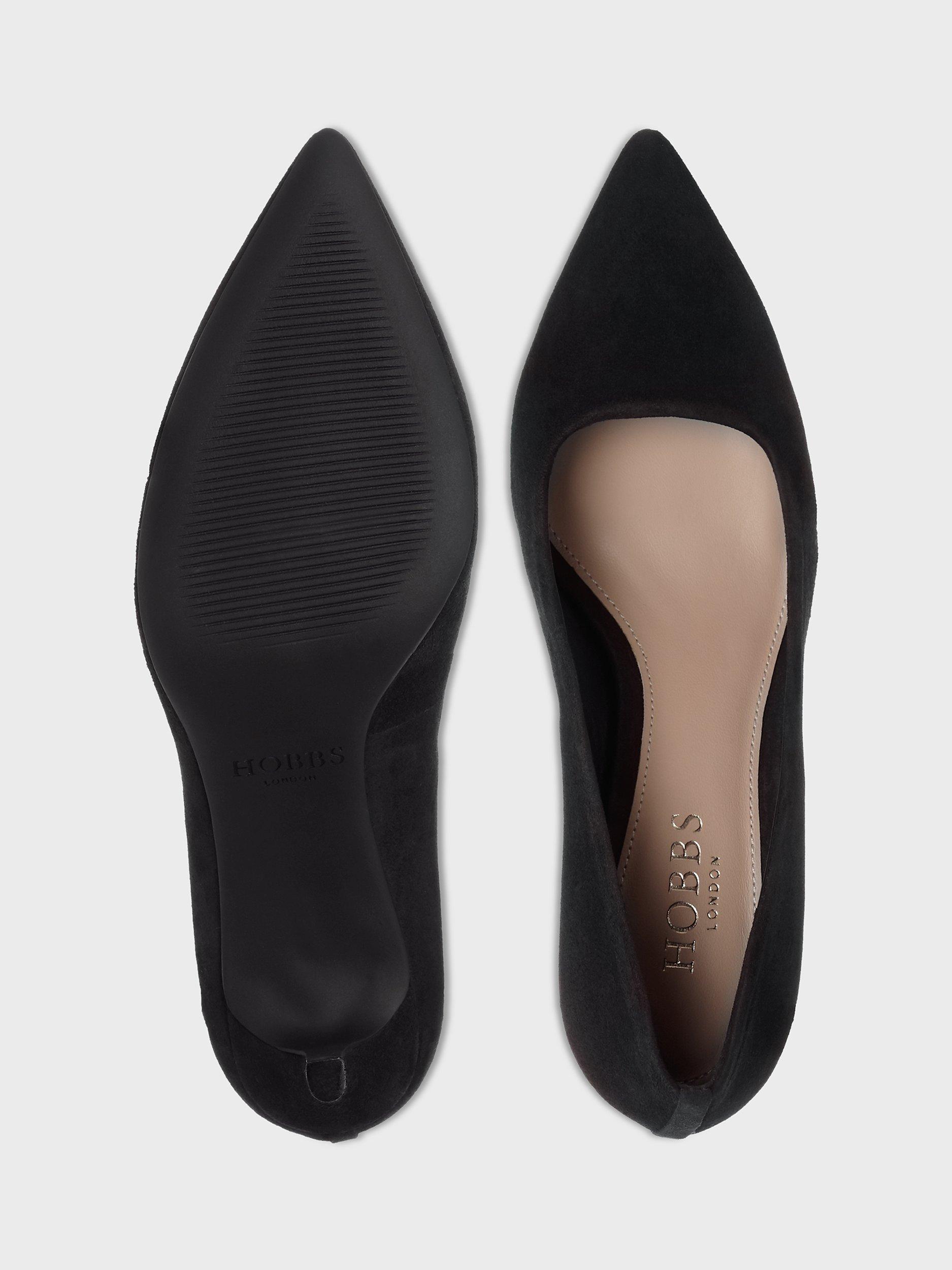 Product image 4 of 6, which shows Hobbs Amy Suede Court Shoes, Black, 3