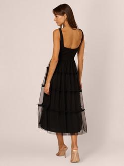 Adrianna by Adrianna Papell Knit and Mesh Midi Dress, Black - view 2, Black