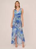 Adrianna Papell Metallic Floral Maxi Dress, Blue/Multi