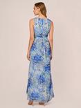 Adrianna Papell Metallic Floral Maxi Dress, Blue/Multi