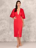 Aidan Mattox by Adrianna Papell Midi Crepe Back Satin Dress, Chateau Red