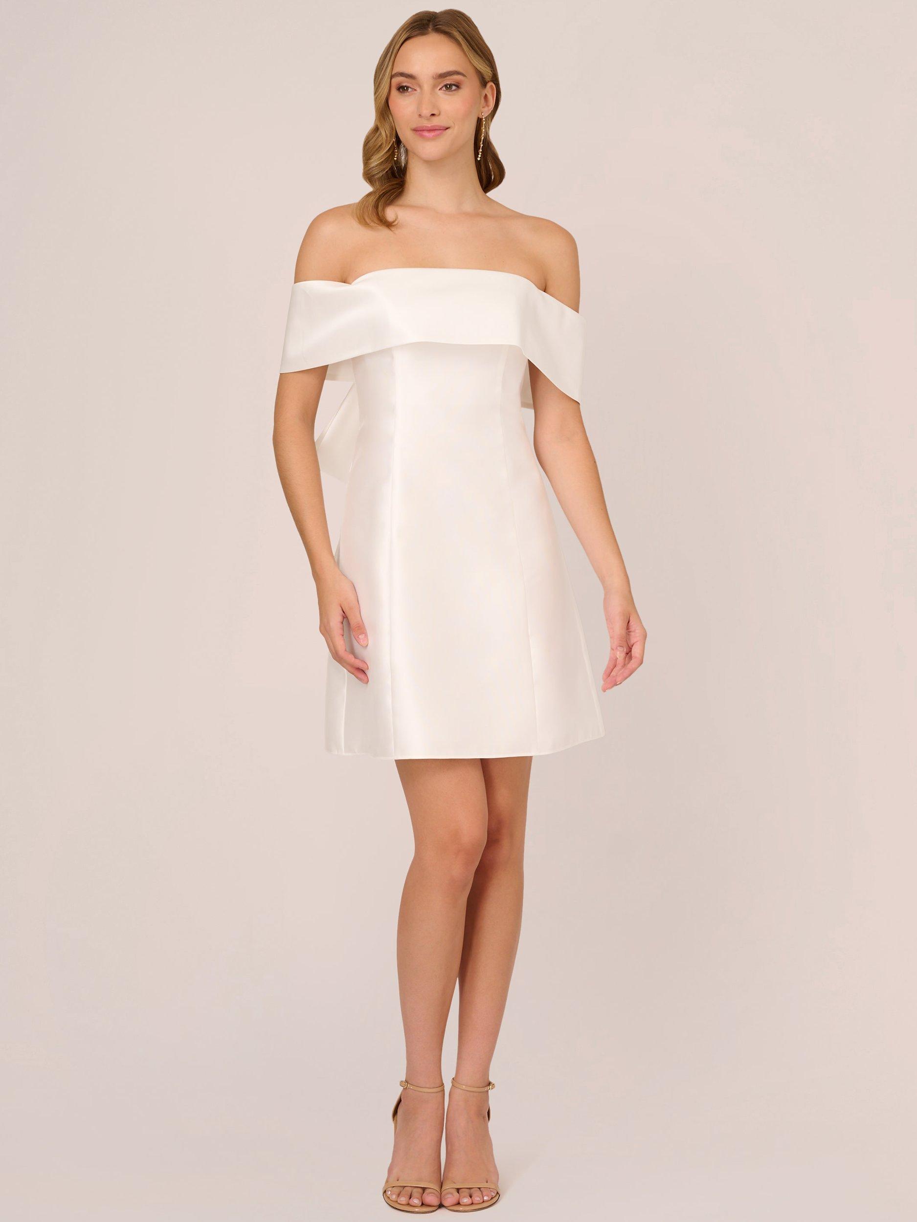 Product image 2 of 6, which shows Adrianna Papell Mikado Bow Short Dress, Ivory, 16