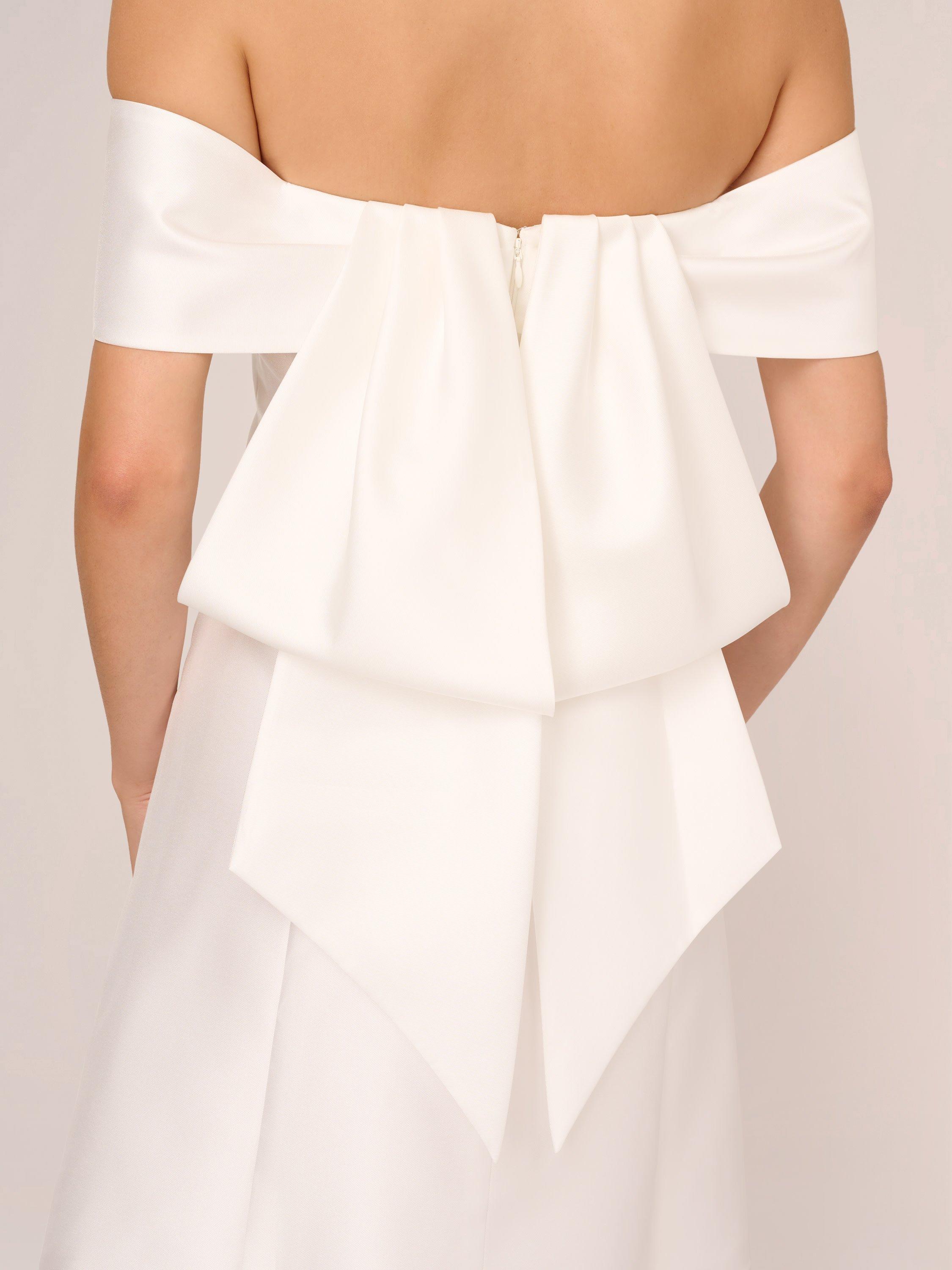 Product image 5 of 6, which shows Adrianna Papell Mikado Bow Short Dress, Ivory, 16