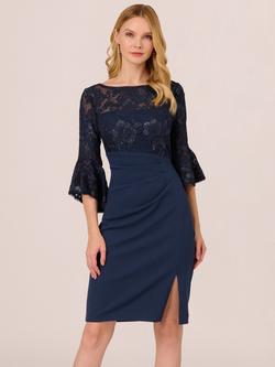 Adrianna Papell Floral Lace Combo Sheath Dress, Navy, Navy