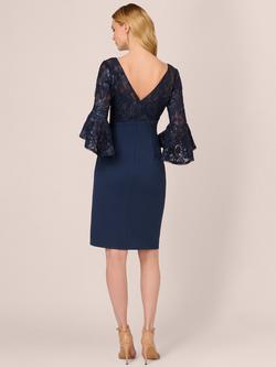 Adrianna Papell Floral Lace Combo Sheath Dress, Navy - view 2, Navy