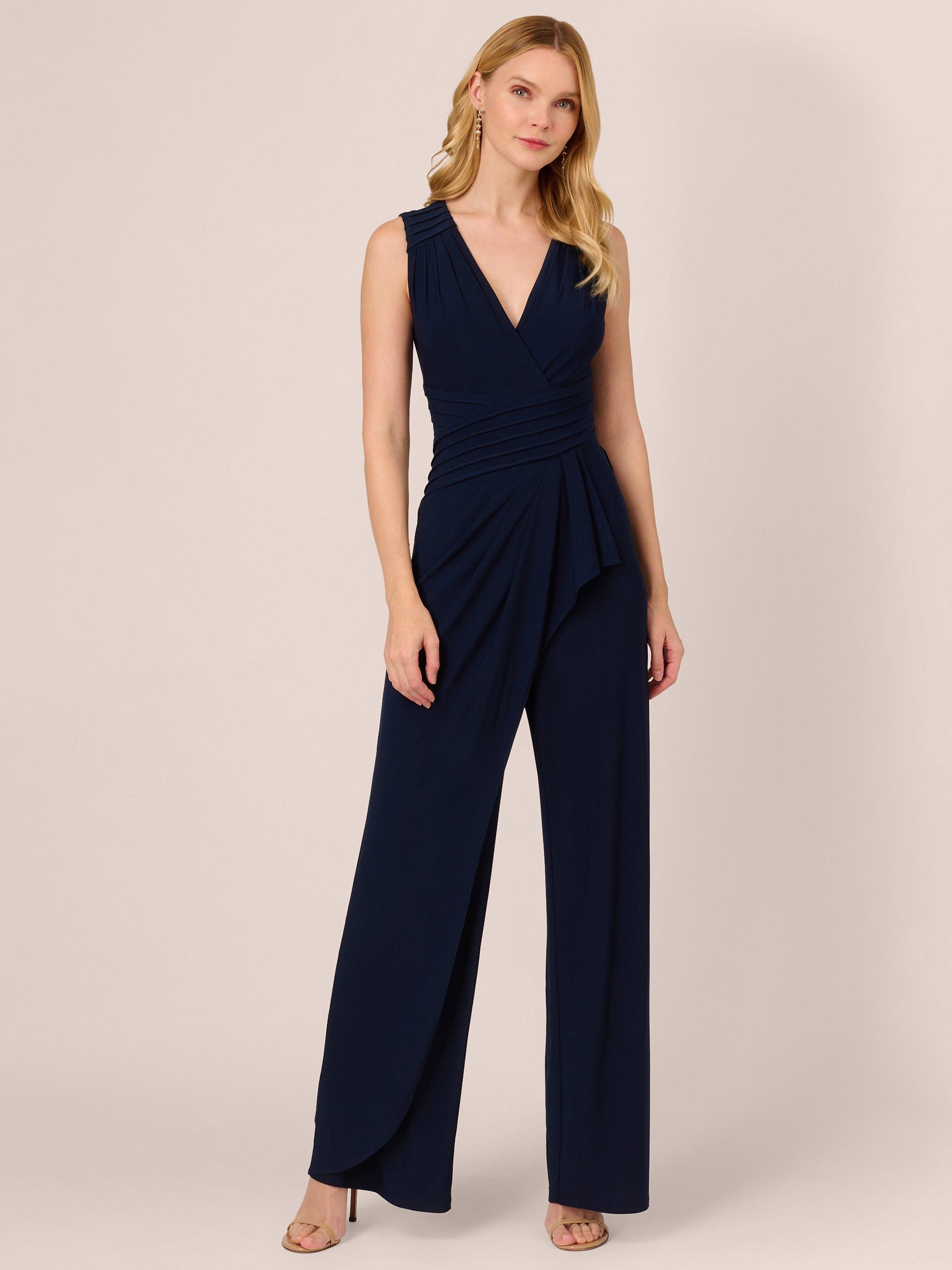 Adrianna Papell Pintuck Jersey Jumpsuit, Midnight