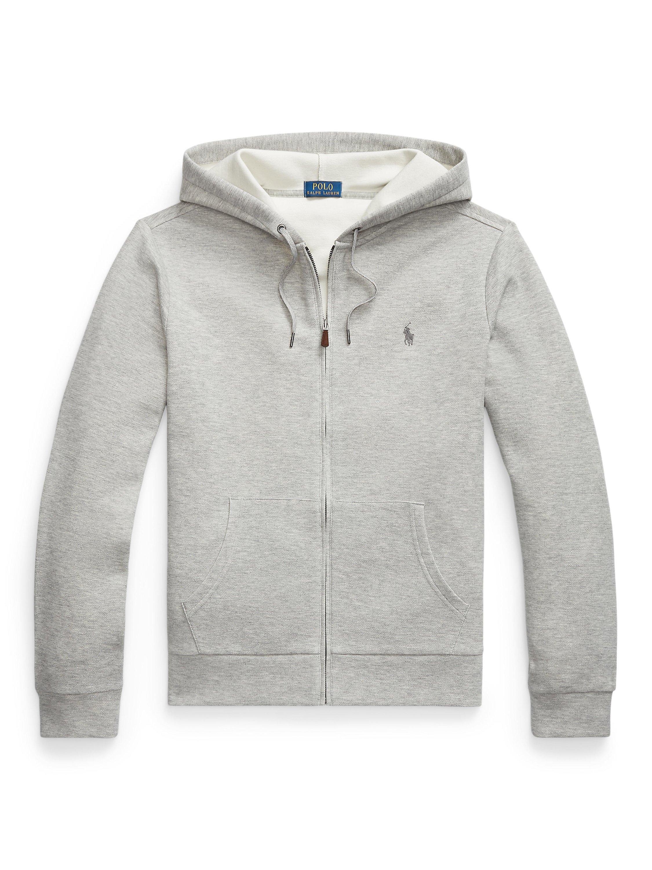 Ralph Lauren Double Knit Mesh Full Zip Hoodie Grey