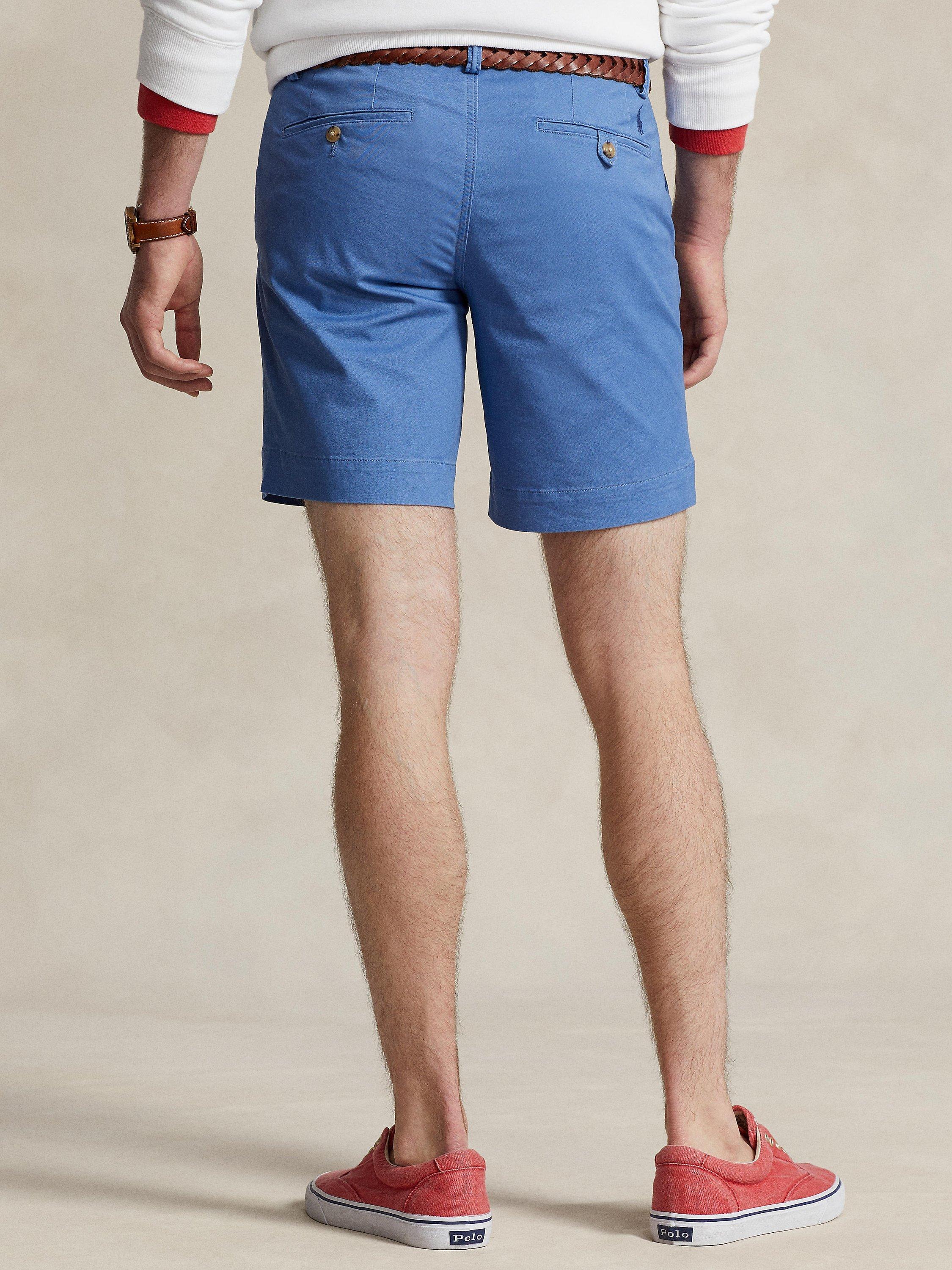 Product image 2 of 6, which shows Ralph Lauren Stretch Straight Fit 8" Chino Shorts, Nimes Blue, 32R