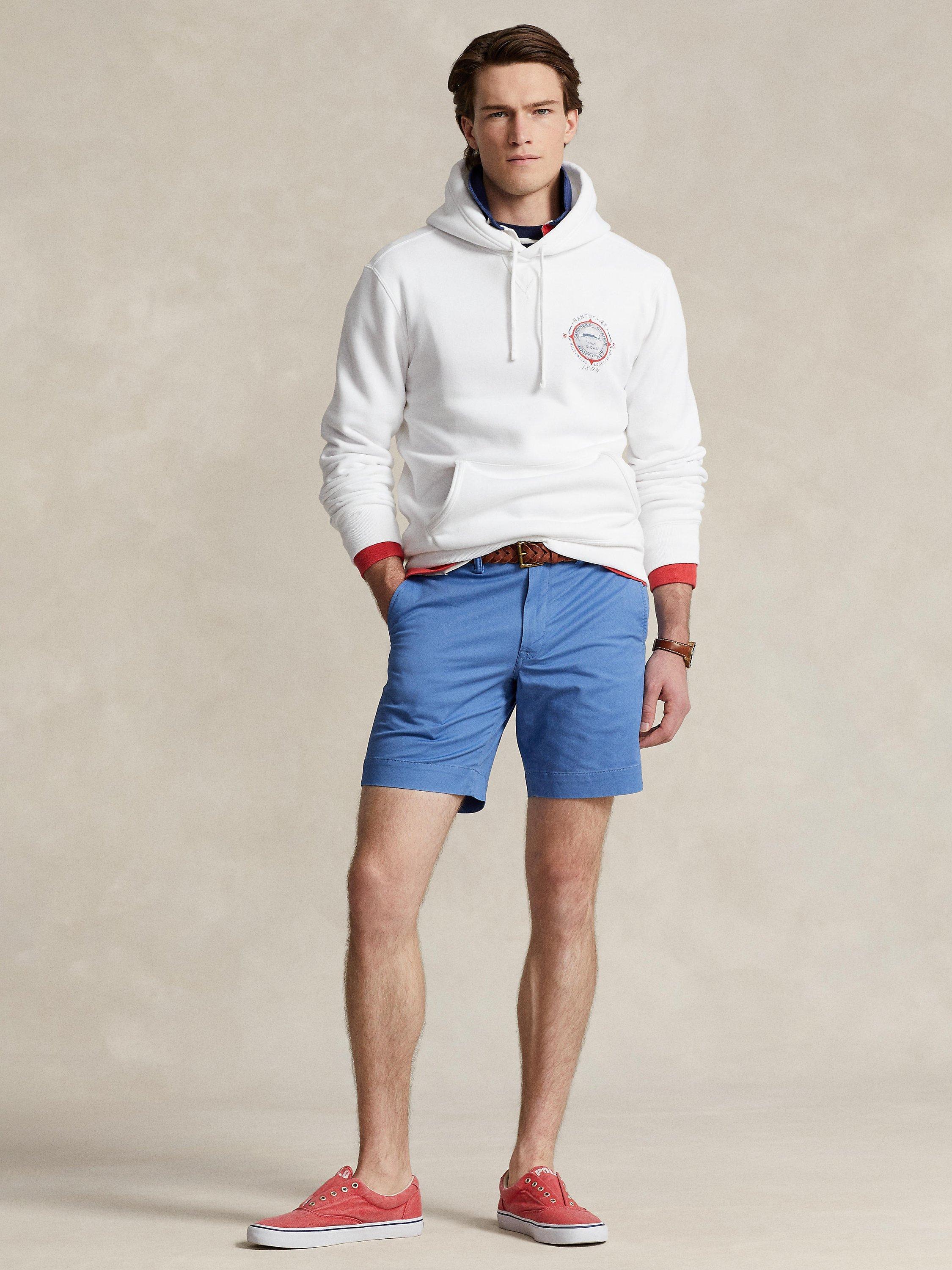 Product image 5 of 6, which shows Ralph Lauren Stretch Straight Fit 8" Chino Shorts, Nimes Blue, 32R