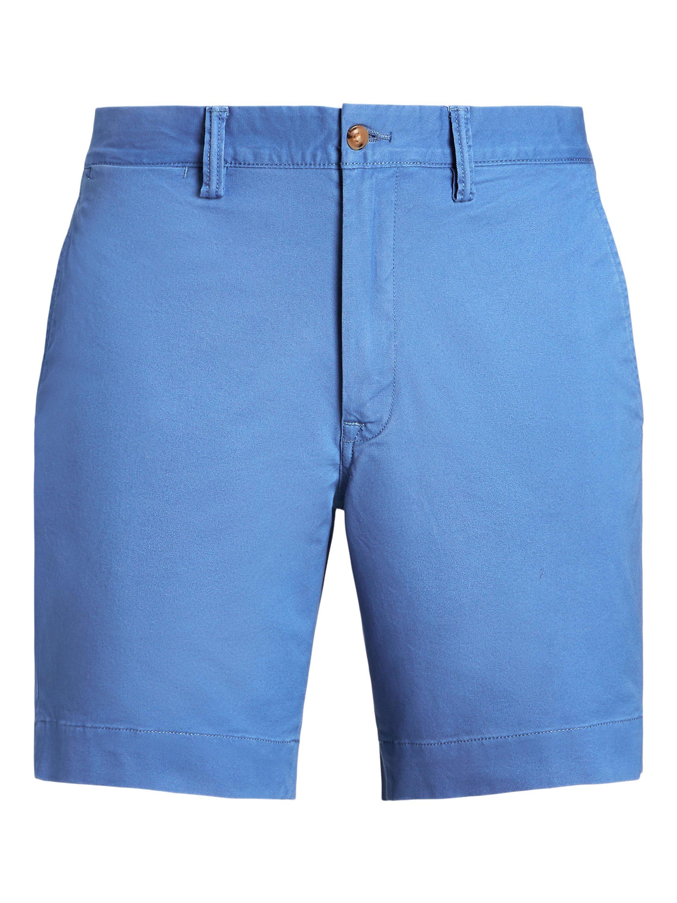 Product image 6 of 6, which shows Ralph Lauren Stretch Straight Fit 8" Chino Shorts, Nimes Blue, 32R