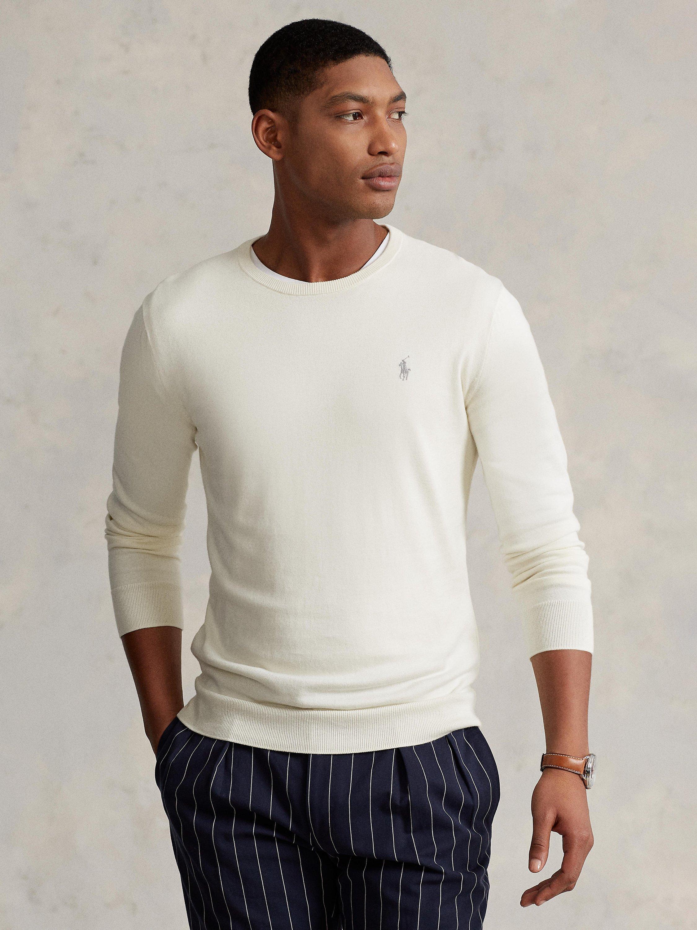 Ralph Lauren Slim Fit Textured Cotton Sweater, Antique Cream