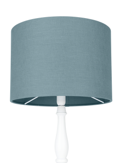 John Lewis Sophia Pure Linen Drum Lampshade - view 2, Lake Blue