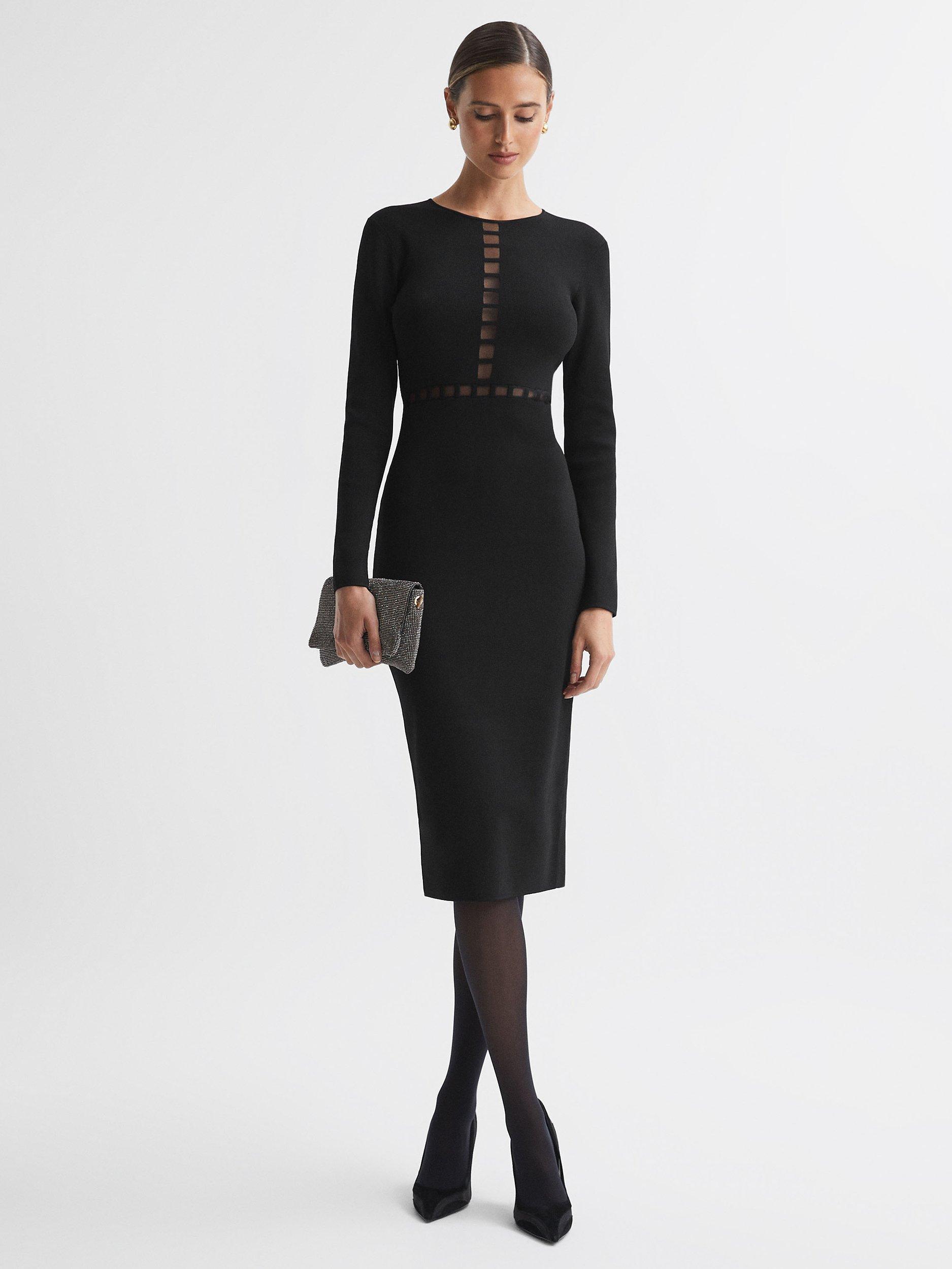 Reiss Sage Midi Bodycon Dress, Black