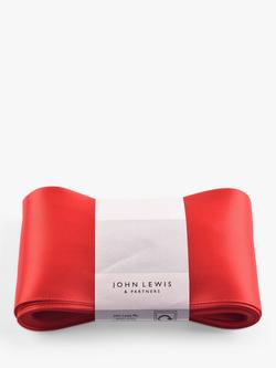 John Lewis Double Satin Ribbon L5m x W75mm, Red, Red