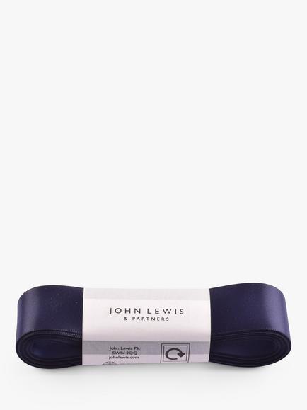 John Lewis Double Satin Ribbon L5m, Navy