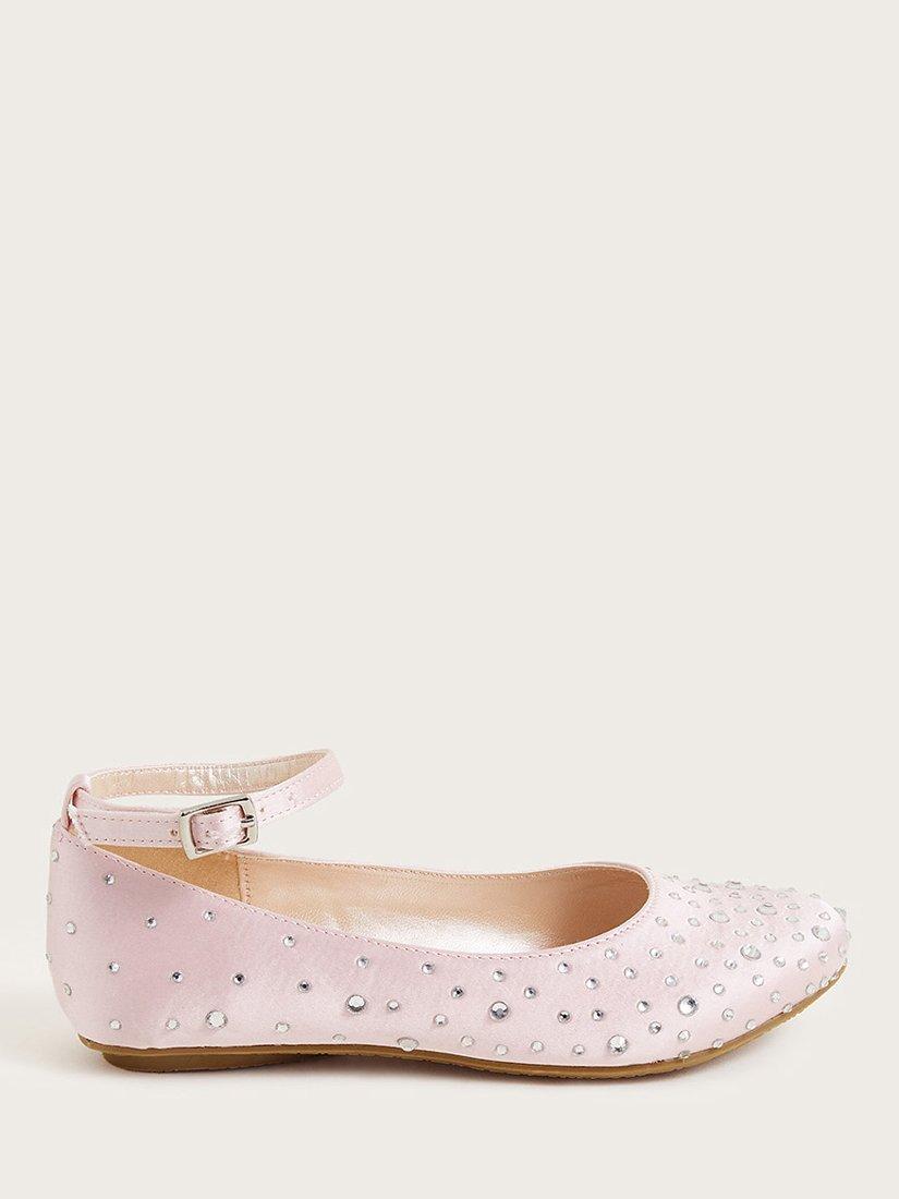 Monsoon Kids' Diamante Ballerina Flats, Pink