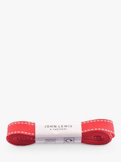 John Lewis Grosgrain Stitched Edge Ribbon L5m x W15mm, Red