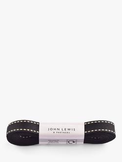 John Lewis Grosgrain Stitched Edge Ribbon L5m x W15mm, Black