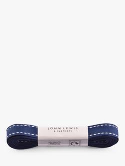 John Lewis Grosgrain Stitched Edge Ribbon L5m x W15mm, Navy