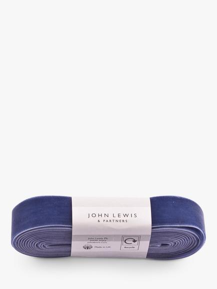 John Lewis Velvet Ribbon, L3m, Navy Blue