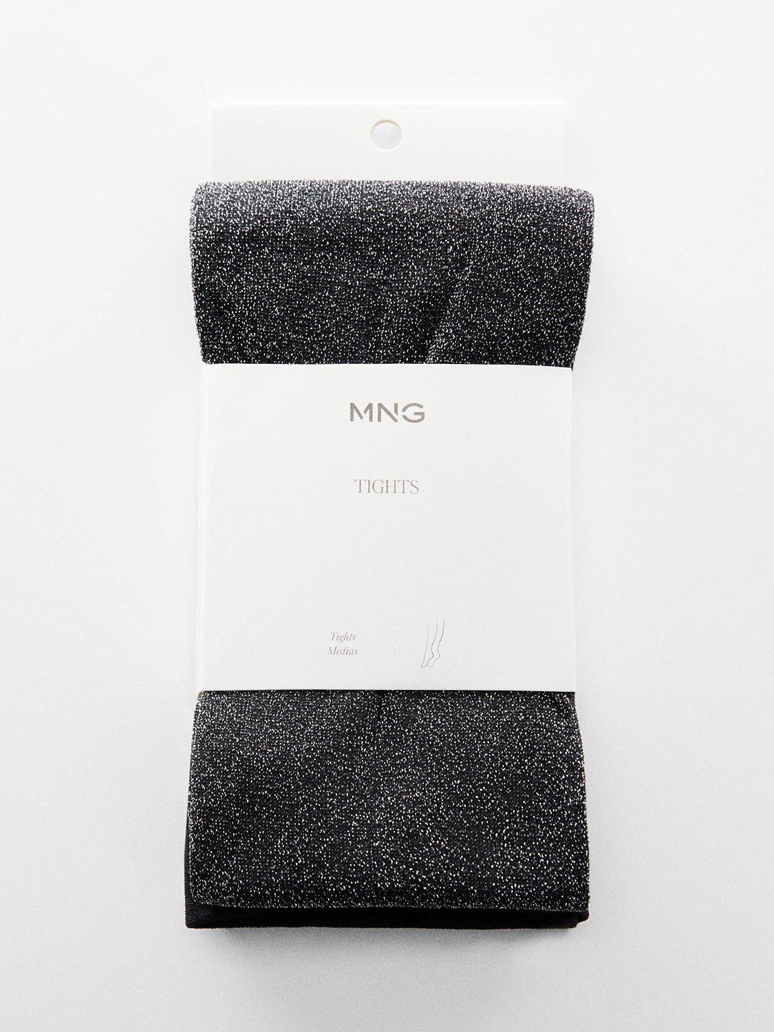 Mango Cami Metallic Tights, Black/Silver