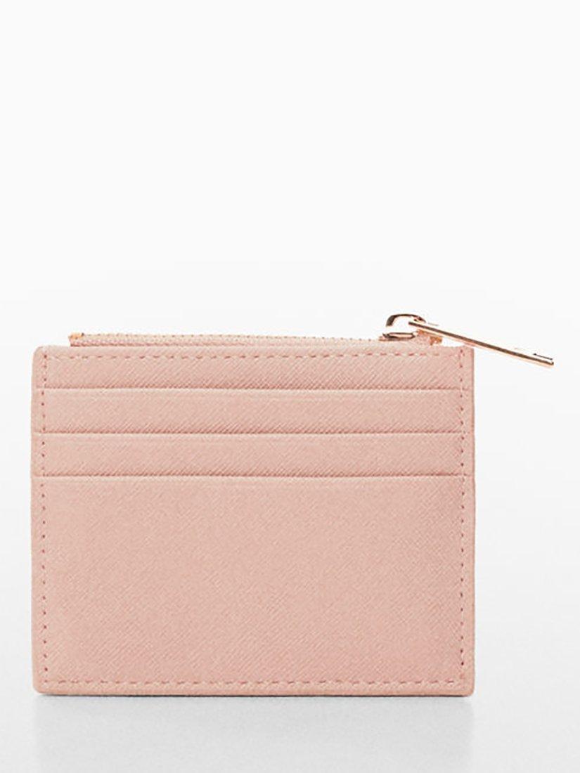 Mango Sinfonia Saffiano Effect Cardholder, Pastel Pink, One Size