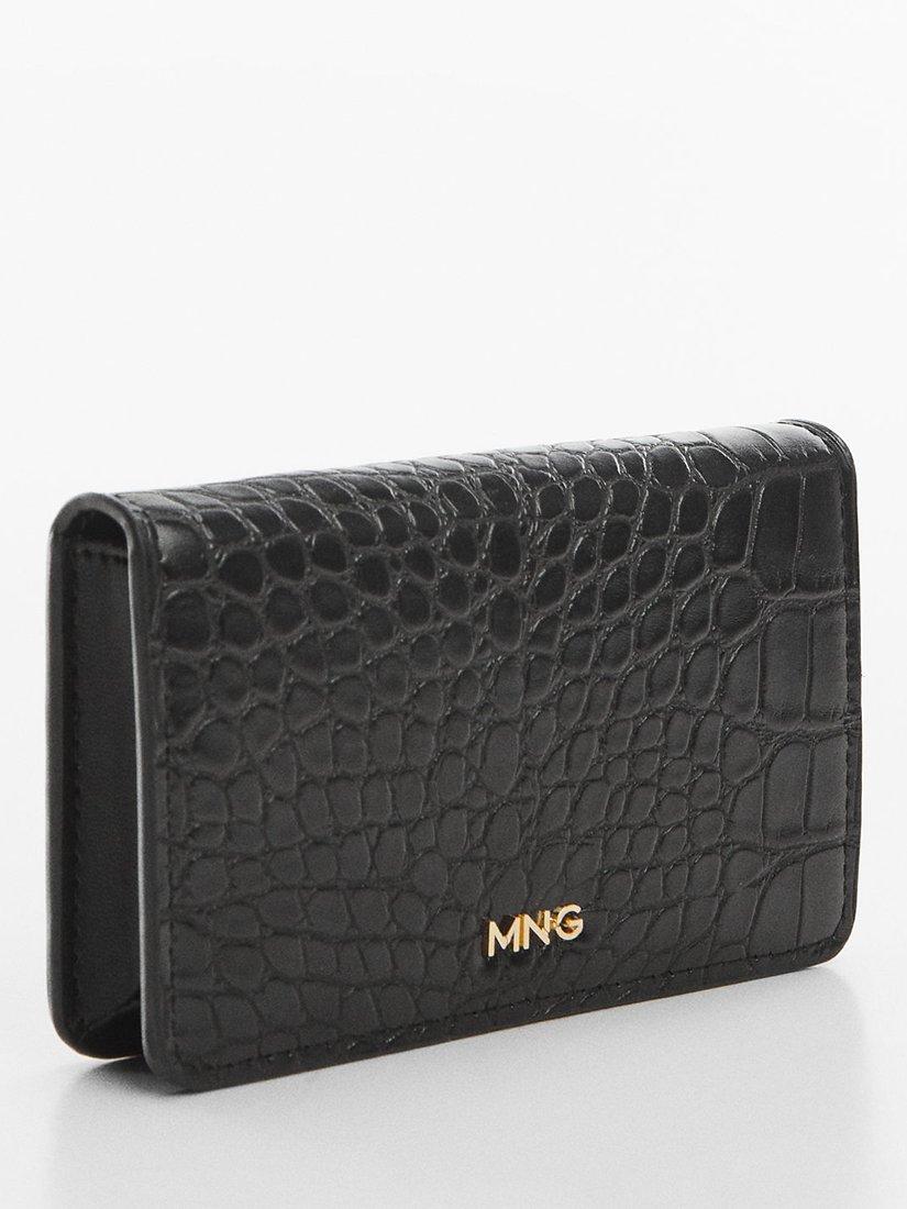 Product image 2 of 3, which shows Mango Leonor Faux Croc Purse, Black