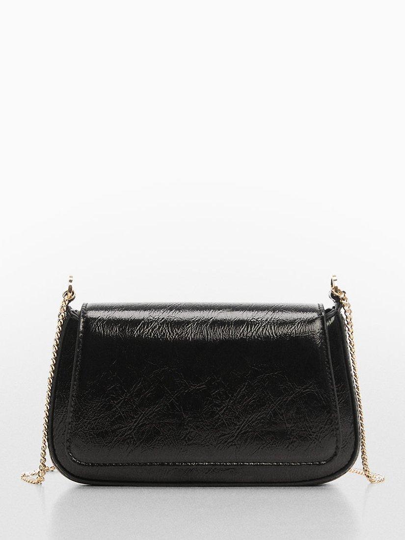 Mango Ice Patent Faux Leather Handbag, Black