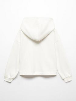 Mango Kids' Great Embroidered Hooded Sweatshirt, Natural White - view 2, Natural White
