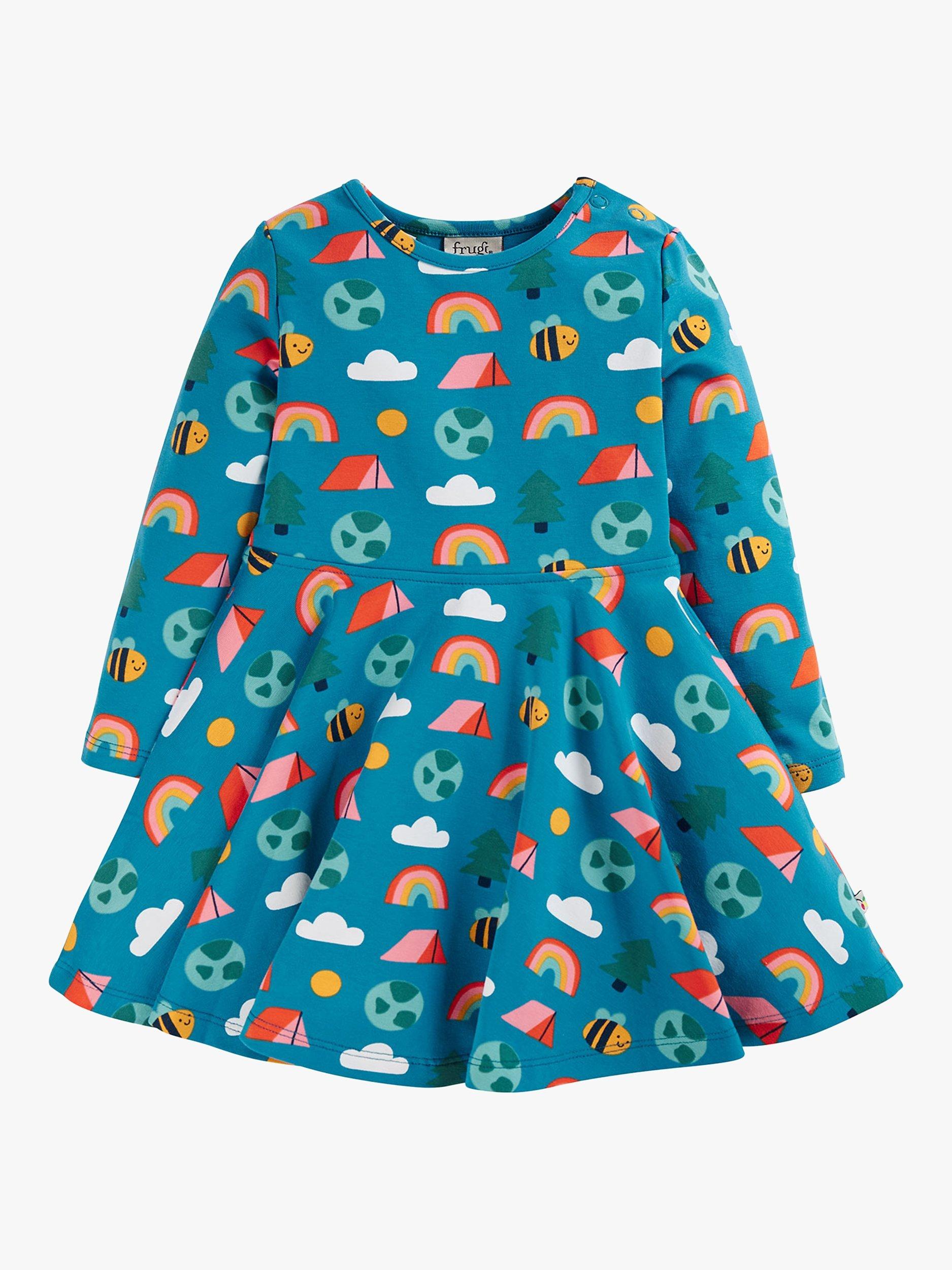 Product image 2 of 4, which shows Frugi Kids' Organic Cotton Blend Sofia All the Things I Love Skater Dress, Tor, 0-3 months