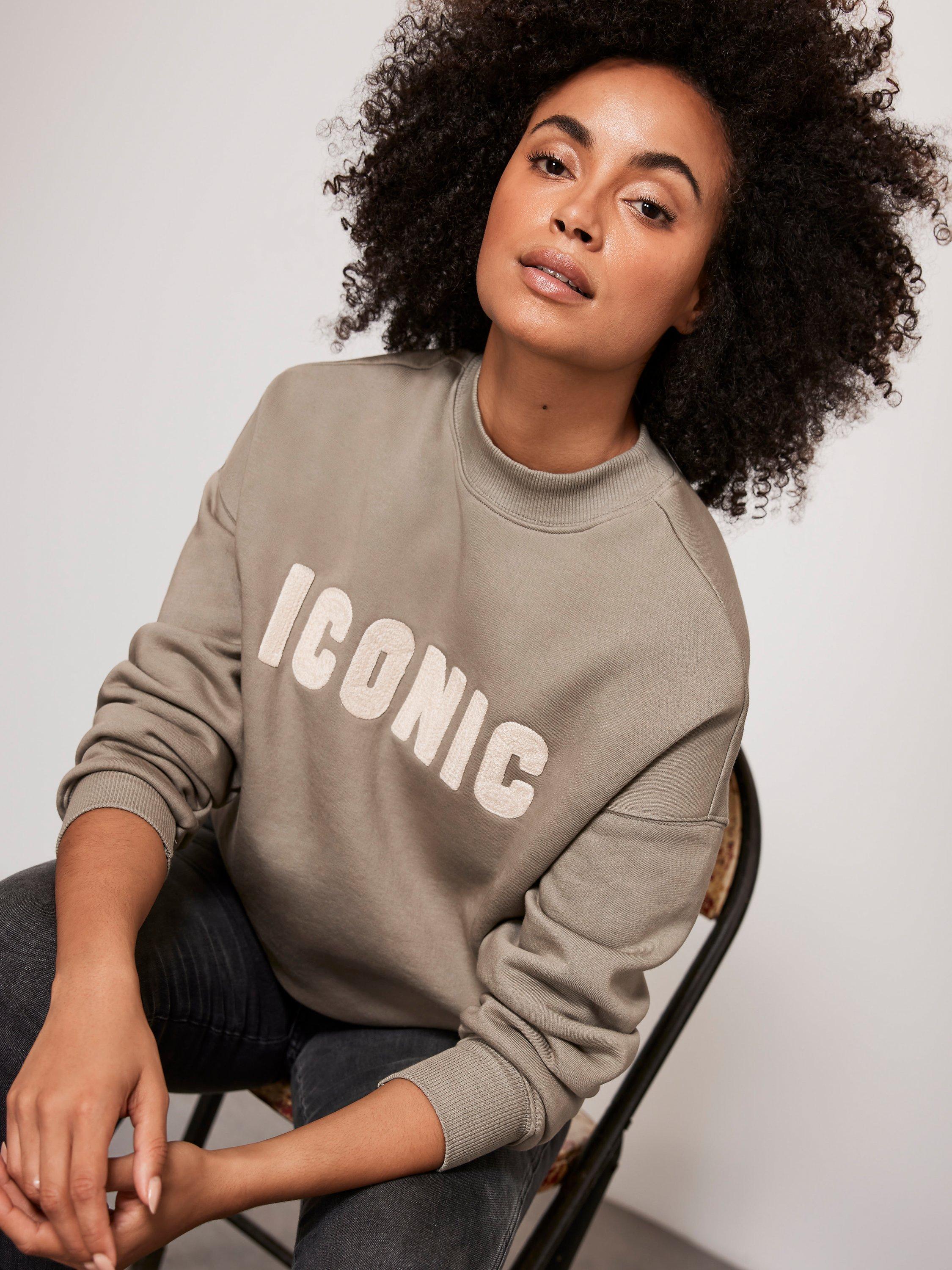 Mint Velvet Iconic Slogan Sweatshirt, Green