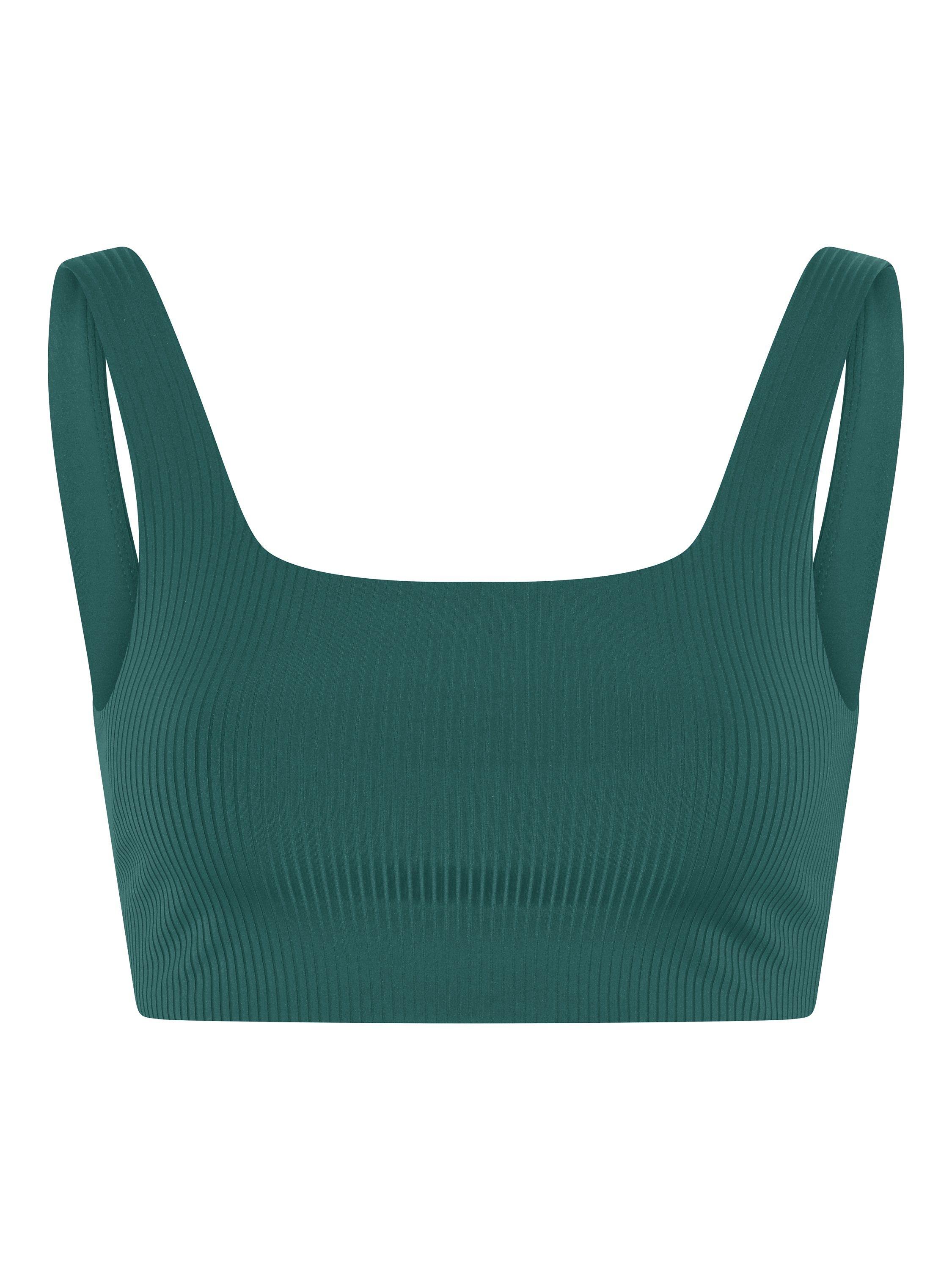 Girlfriend Collective Tommy Ribbed Sports Bra, Rain Forest
