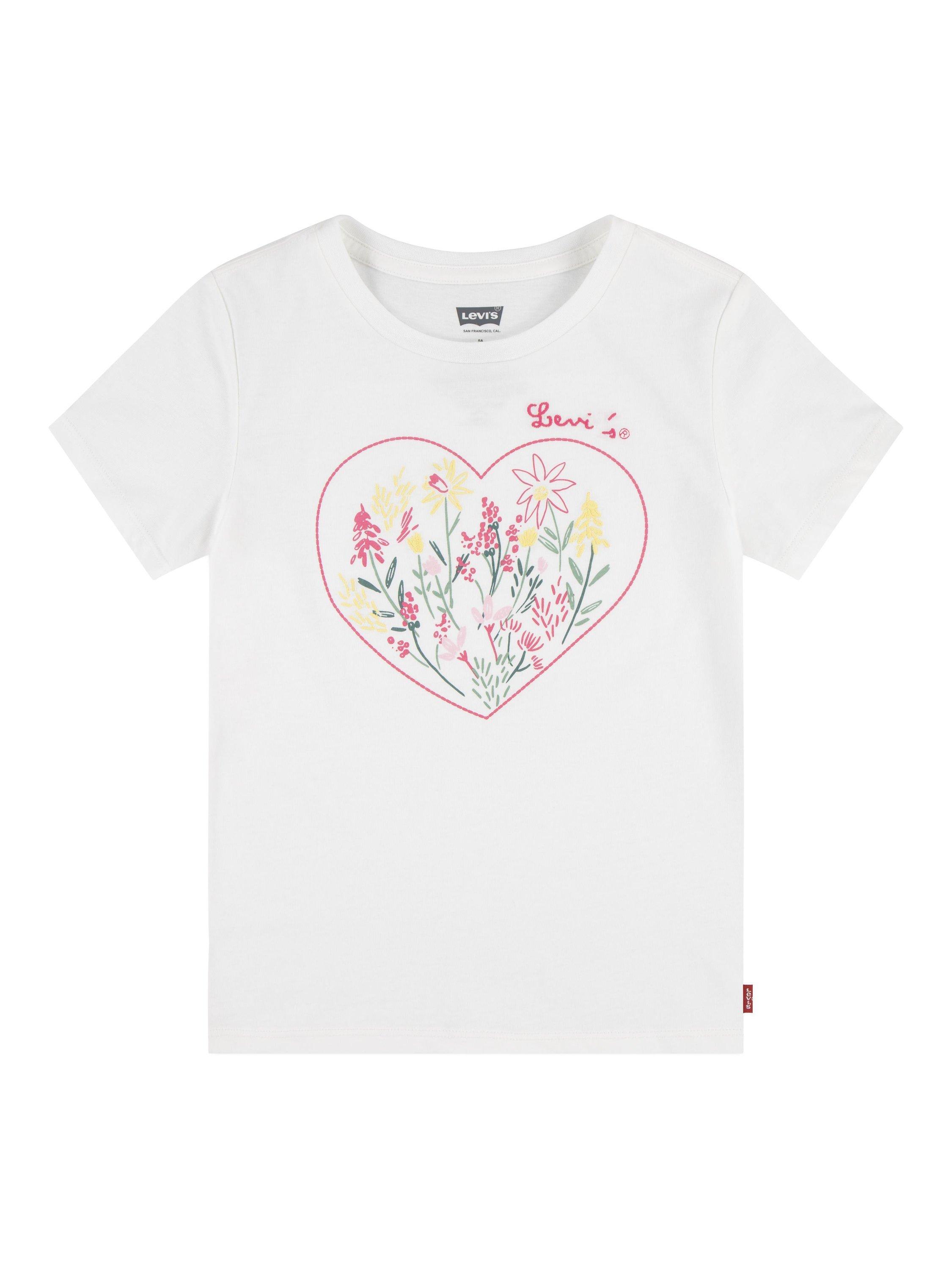Levi's Kids' Floral Heart Logo T-Shirt, Cream/Multi