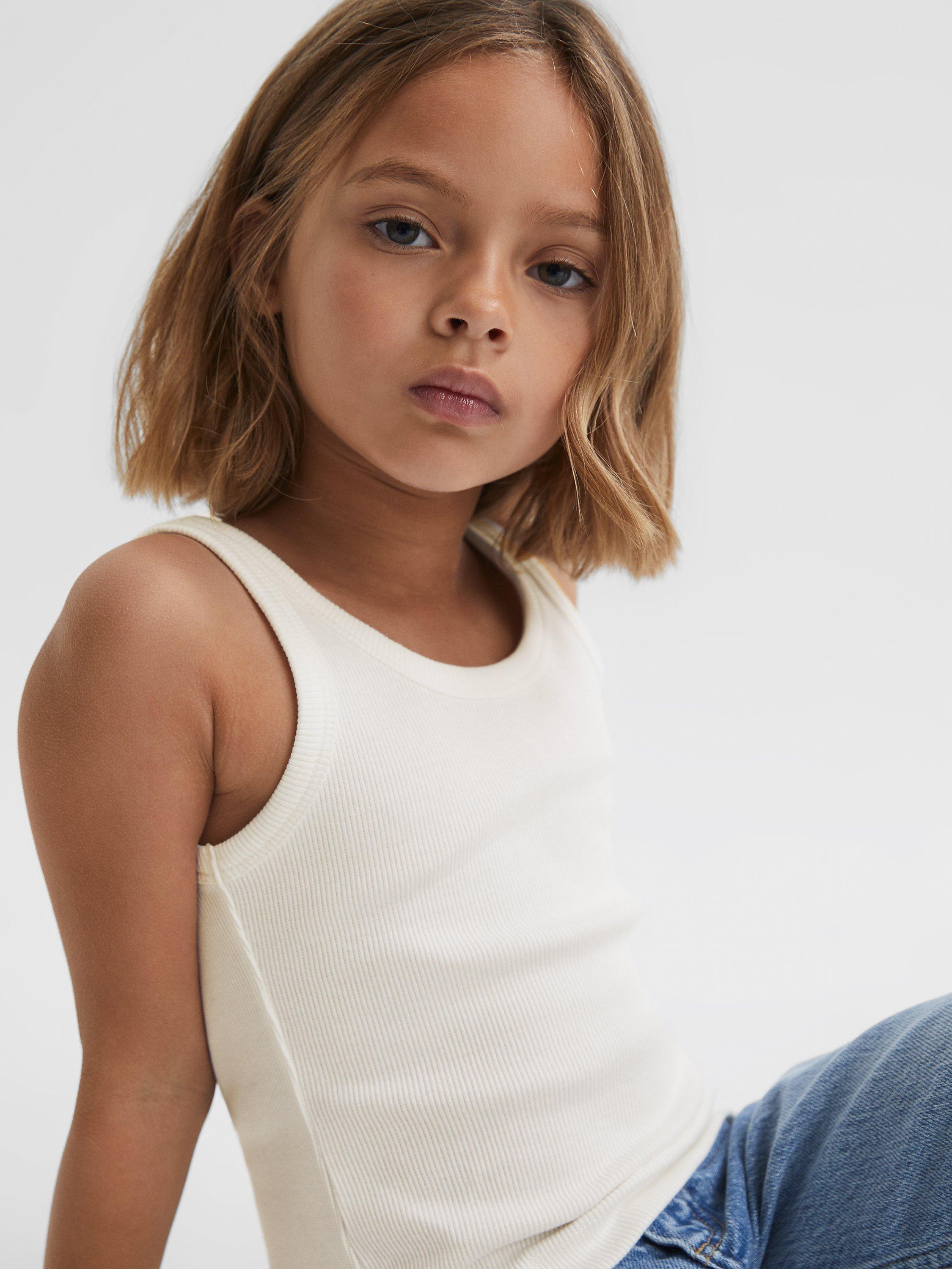 Reiss Kids' Violet Rib Vest Top, White