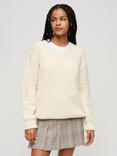 Superdry Oversized Cable Knit Jumper, Oatmeal Beige