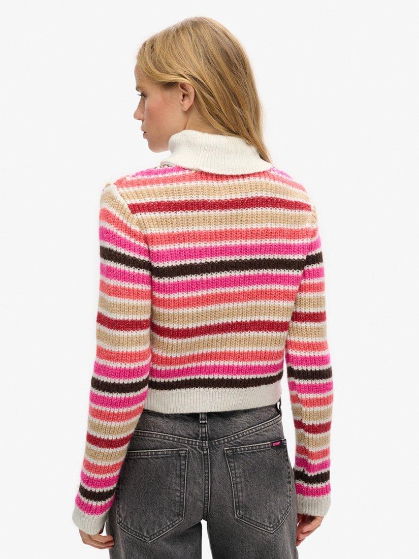 Product image 5 of 5, which shows Superdry Wool Blend Striped Jumper, Ecru/Multi, 6