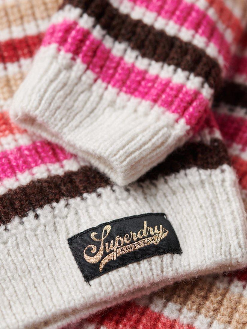 Product image 4 of 5, which shows Superdry Wool Blend Striped Jumper, Ecru/Multi, 6
