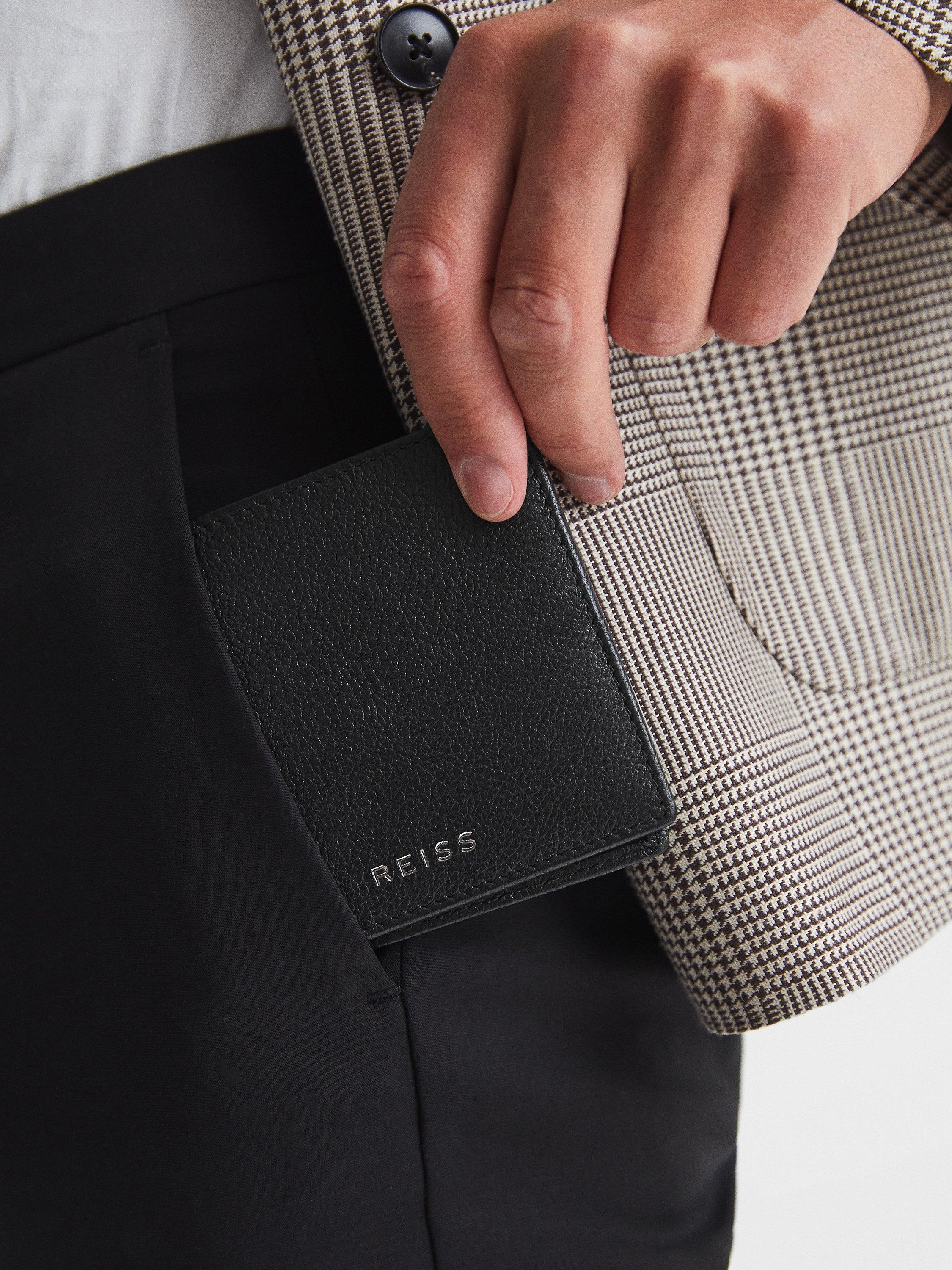 Product image 4 of 4, which shows Reiss Cabot Leather Wallet, Black