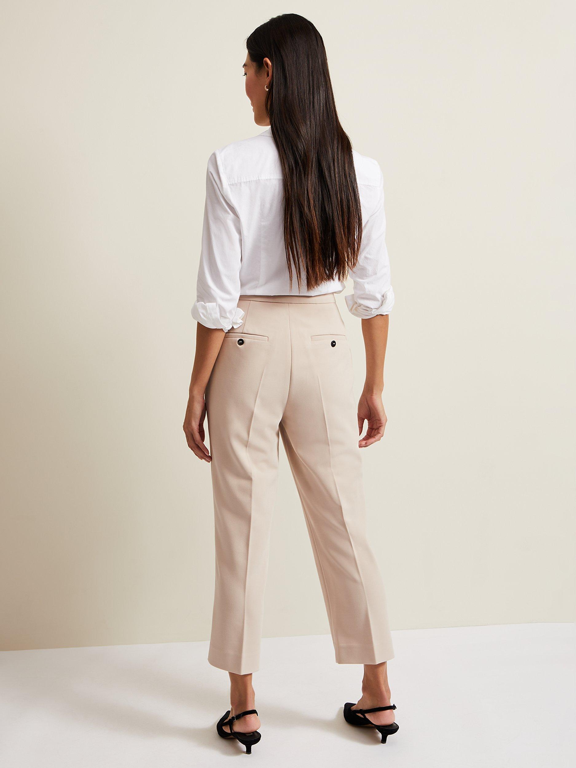 Phase Eight Everlee Cropped Straight Leg Trousers, Stone, 18