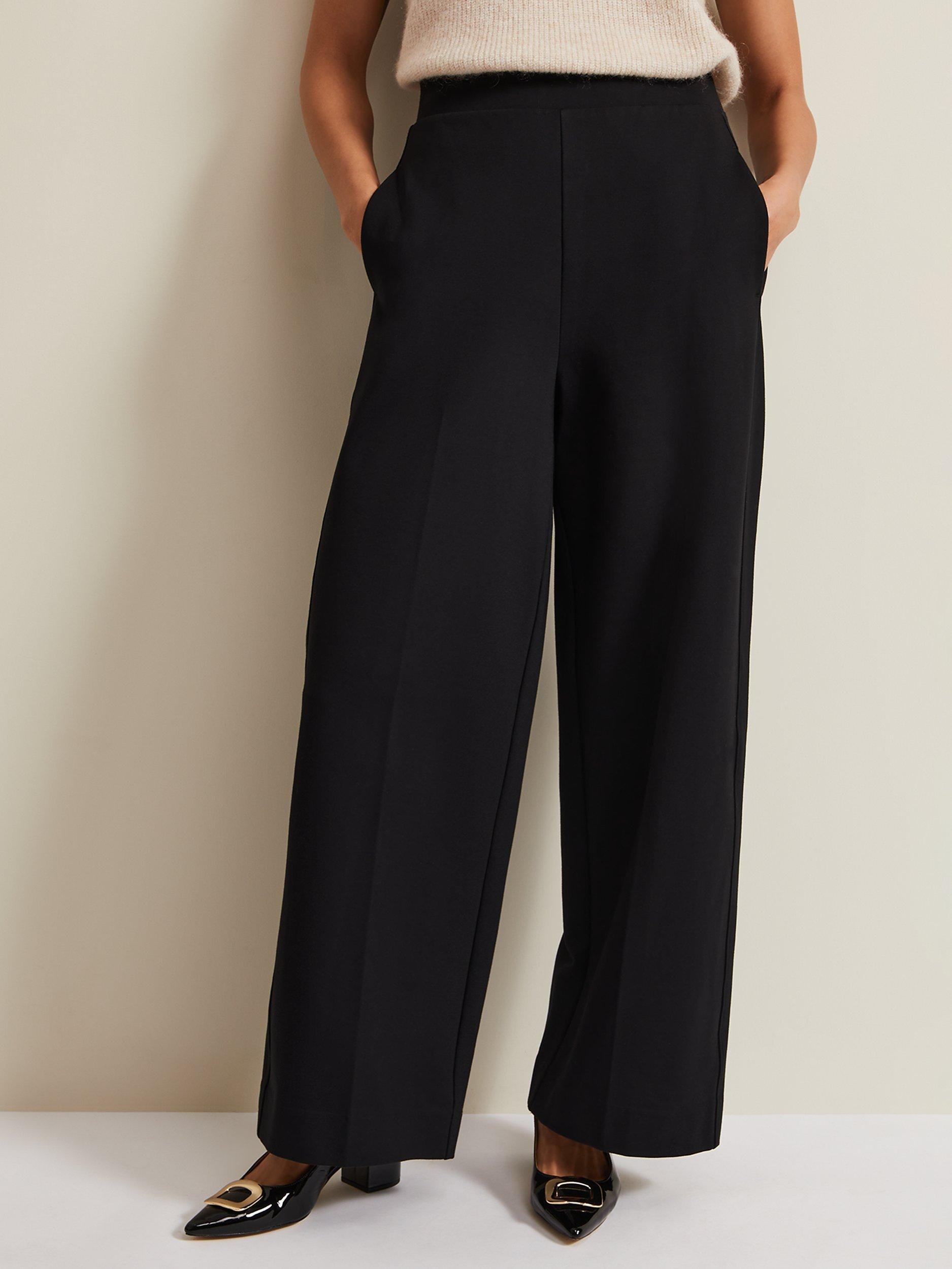 Phase Eight Mila Ponte Wide Leg Trousers Black