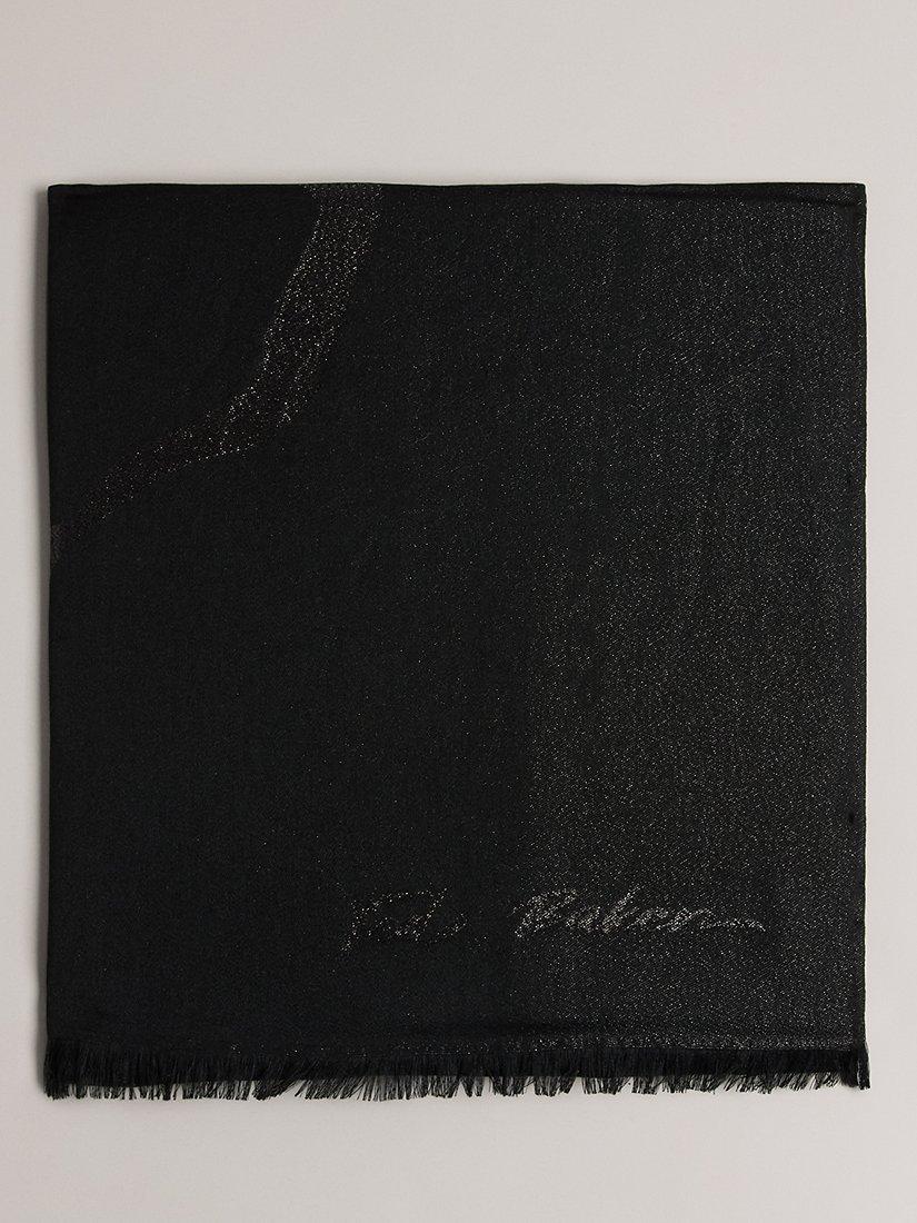 Ted Baker Shersa Floral Logo Scarf, Black, One Size