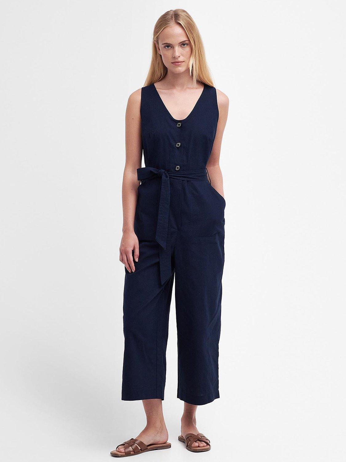 Barbour Penrose Linen Blend Jumpsuit, Navy