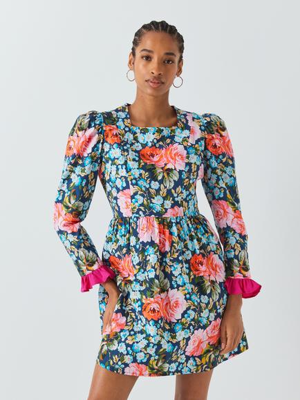 Batsheva x Laura Ashley Prarie Emilia Floral Mini Dress, Pink/Multi, Emilia 589