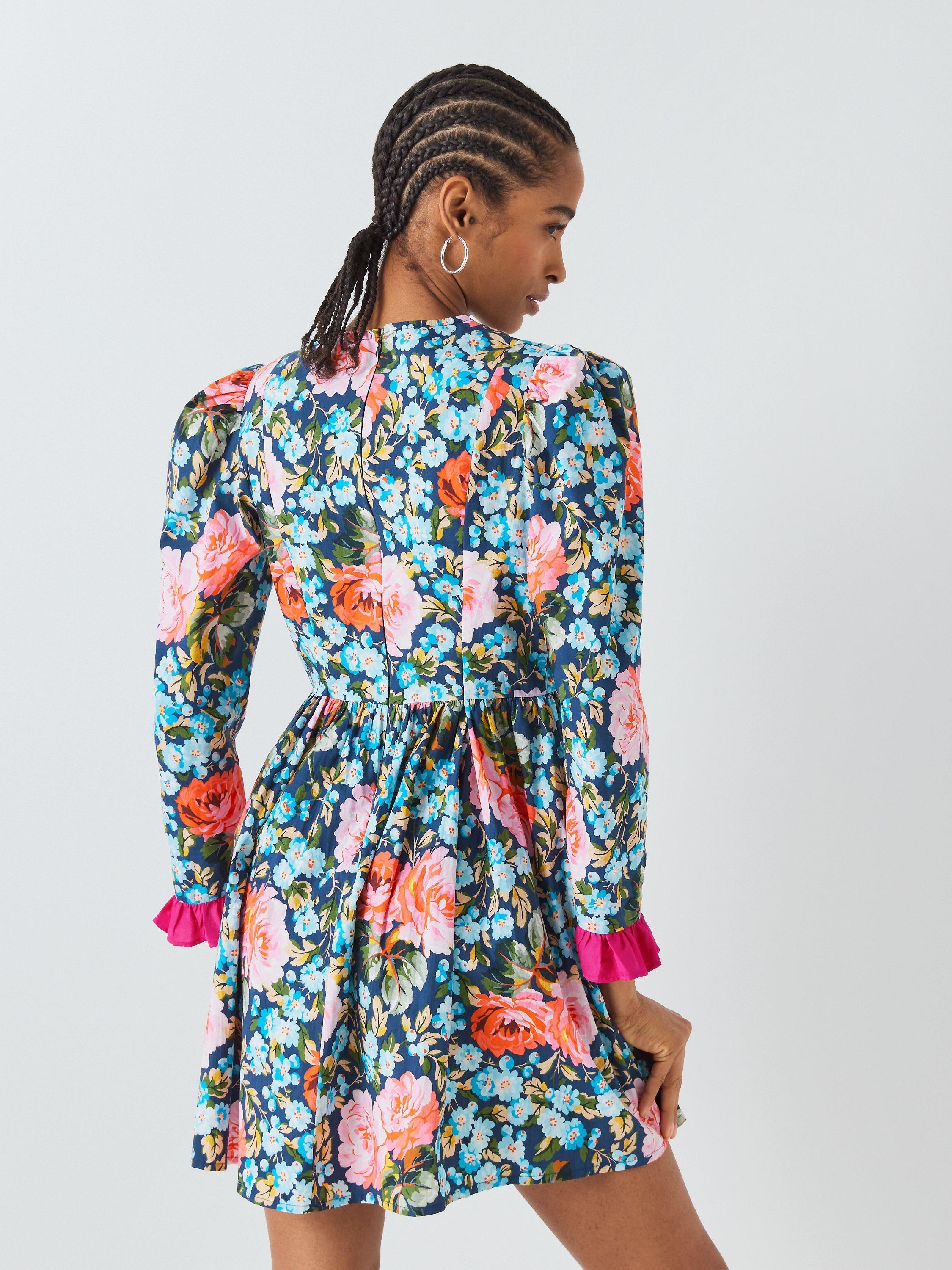 Product image 2 of 6, which shows Batsheva x Laura Ashley Prarie Emilia Floral Mini Dress, Pink/Multi, 10