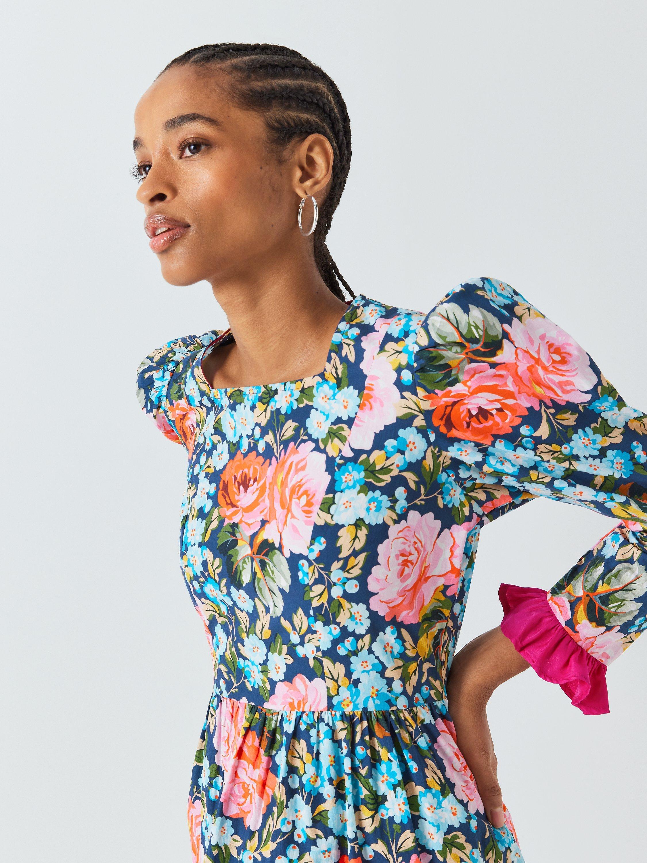 Product image 5 of 6, which shows Batsheva x Laura Ashley Prarie Emilia Floral Mini Dress, Pink/Multi, 10
