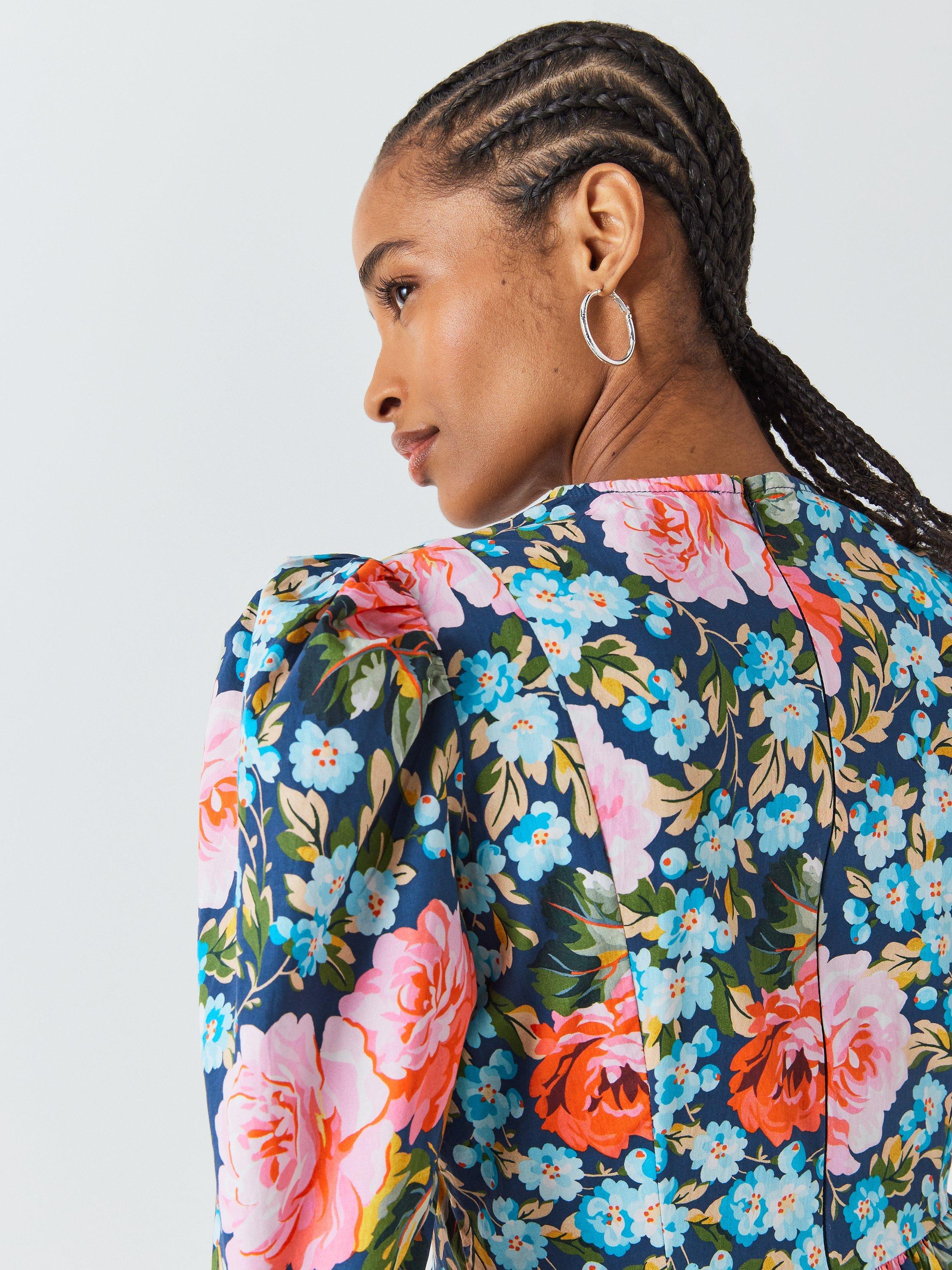 Product image 6 of 6, which shows Batsheva x Laura Ashley Prarie Emilia Floral Mini Dress, Pink/Multi, 10