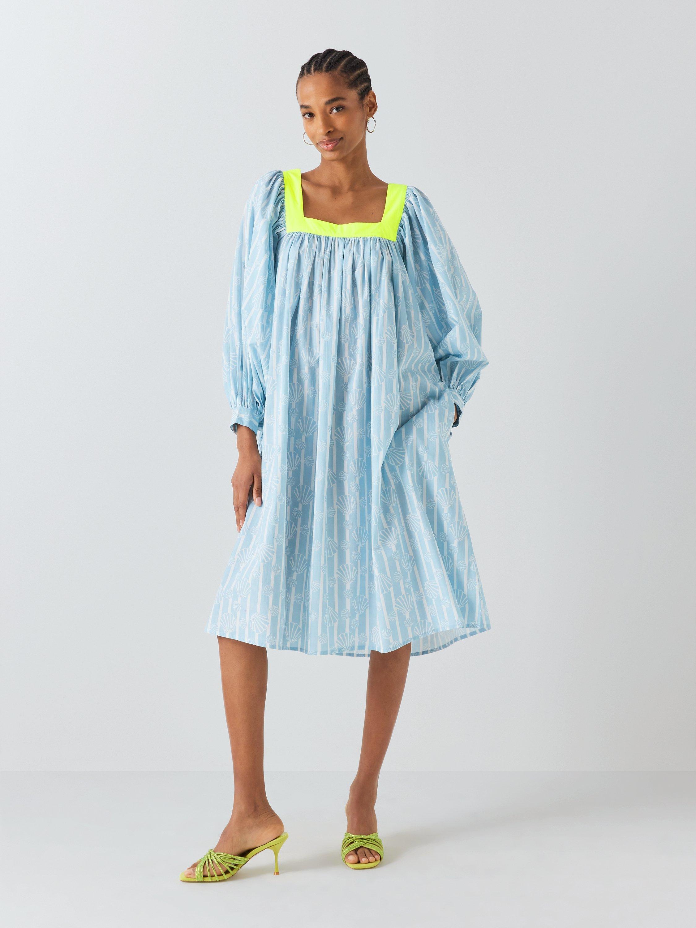 Batsheva x Laura Ashley Beaumaris Shell Dress, Blue